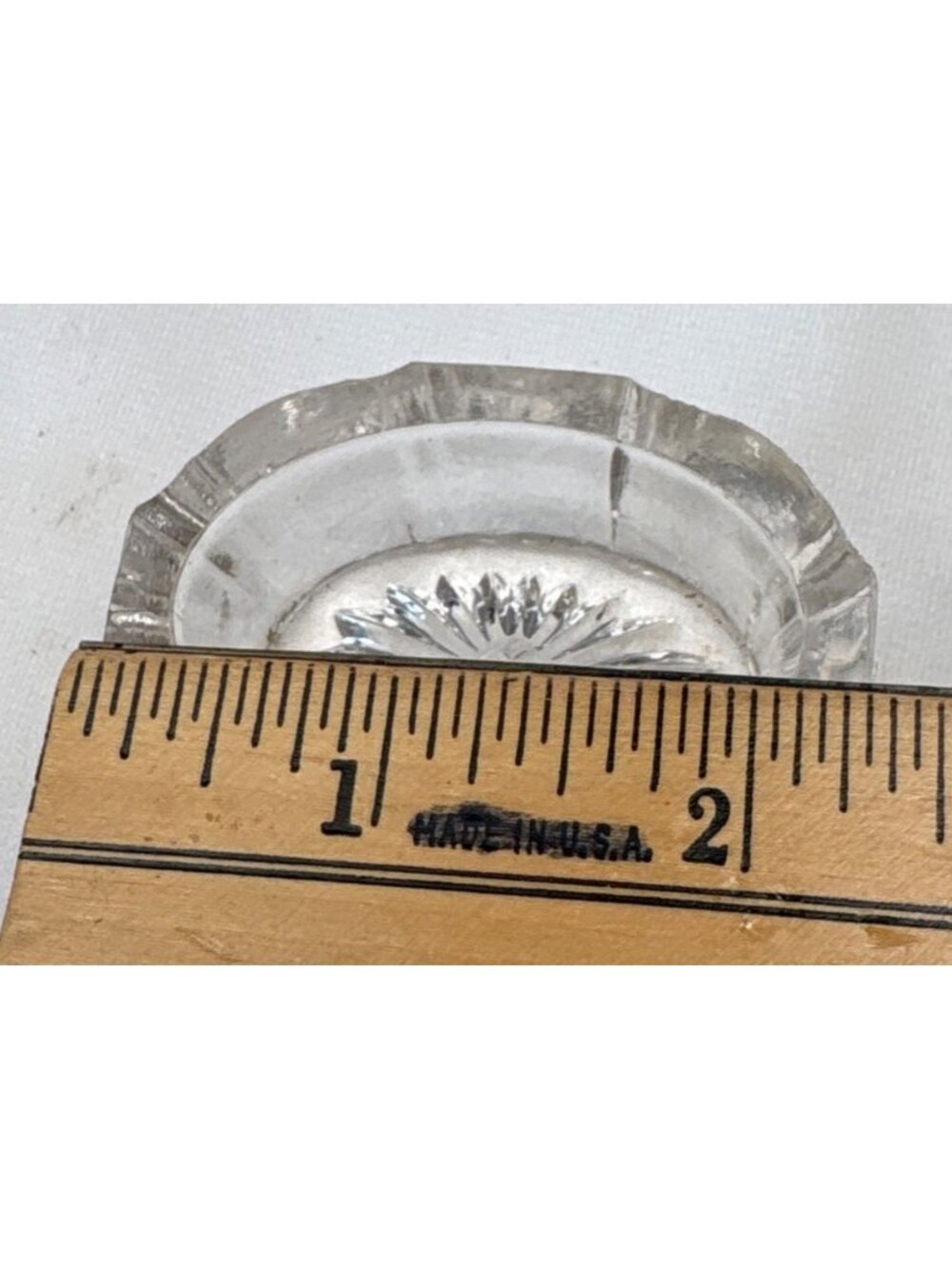 Clear Glass Salt Cellars Set 2 Starburst & Grid Patterns Vintage - Picture 5 of 16